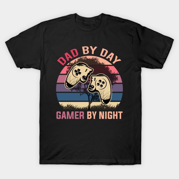 dad by day gamer by night T-Shirt by DragonTees